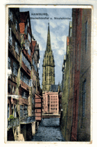 Hamburg - Steckelhörnflet u. Nicolaikirche (pohled)