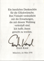Erich Kiesel, podpis