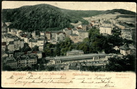 Karlsbad - Blick von der  - Hubertusburg - Mühlbrunnen - Karlovy Vary (pohled)