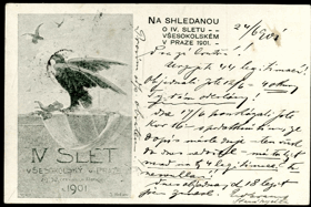 Nashledanou o IV. sletu všesokolském v Praze 1901 (pohled)