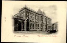 Praha - Pozdrav z Prahy - Hypoteční banka král. Českého - Senovážné náměstí (pohled)