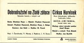 Filmový plakát - Dobrodružství na Zlaté zátoce - Cirkus Hurvínek