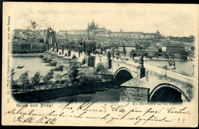 Gruss aus Prag - Praha, Karlův most (pohled)