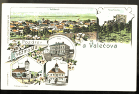 Pozdrav z Kněžmostu a Valečova - Kněžmost, Valečov (pohled)