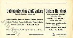 Filmový plakát - Dobrodružství na Zlaté zátoce - Cirkus Hurvínek