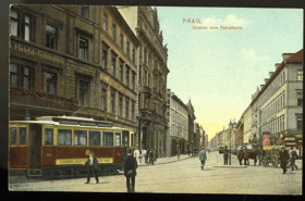 Prag - Graben vom Pulverturm - Praha - tramvaj (pohled)
