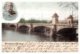Pozdrav z Prahy - nový most cís. Josefa - Praha (pohled)
