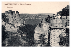 Basteibrücke - Sächs. Schweiz -  Gansfelsen - Saské Švýcarsko (pohled)