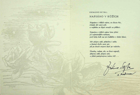 Napsáno v růžích - báseň - Podpis autora ! - p. f. 1946