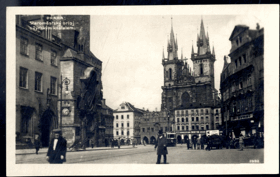 Praha - Staroměstský orloj, tramvaj (pohled)