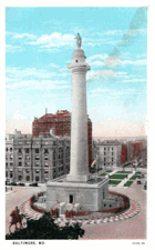 Washington Monument and Lafayette Statue - Mt. Vernon Place - Baltimore - Maryland (pohled)