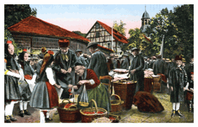 Hessische Trachten - Markt in der Schwalm - kroje (pohled)