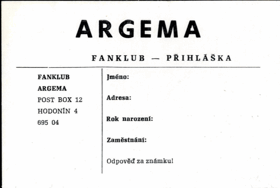 ARGEMA - Fanklub, přihláška