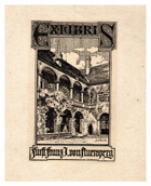 EX Libris - litografie, zámek