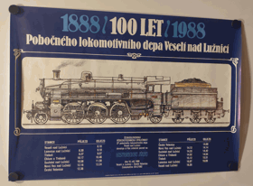 Plakát - Železnice - 100 let Pobočného lokomotivního depa Veselí nad Lužnicí