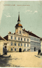 Lomnice nad Lužnicí - radnice a škola (pohled)