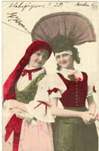 Dvě dívky s klobouky (pohled)
