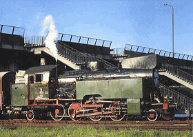 Parní lokomotiva - TKt48-143 (pohled)