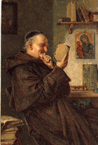 Mnich s knihou (pohled)