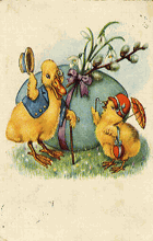 Veselé velikonoce - kuřátka (pohled)