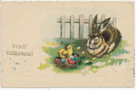 Zvířátka s malovanými vajíčky (pohled)