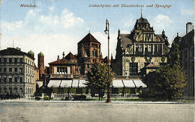München - Lenbachplatz mit Künstlerhaus und Synagoge (pohled)