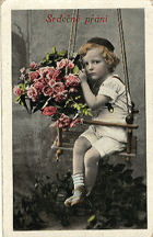 Dítě s kyticí (pohled)