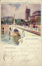Paříž - La Place du Chatelet, Pont-au-Change (pohled)