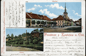 Kostelec nad Orlicí - náměstí a Vávrov (pohled)