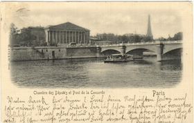 Paris - Paříž -Chambre des Députés et Pont de la Concorde (pohled)