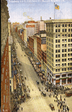 Broadway north from Seventh St.., Los Angeles, California (pohled)