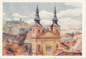 Brno - Chrám dominikánský s pohledem na Špilberk (pohled)