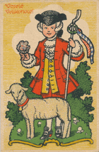 Veselé velikonoce - Chlapec a beránek (pohled)