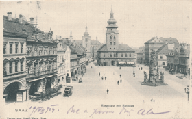 Žatec - Saaz - Ringplatz mit Rathaus (pohled)