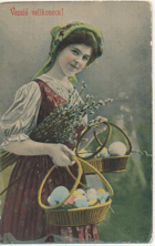 Veselé velikonoce - mladá žena (pohled)