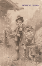 Veselé velikonoce, koš vajec (pohled)