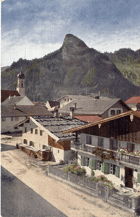 Německo - Oberammergau - Dorfansicht mit Kofel (pohled)