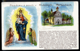 Hluboké Maršůvky, pozdrav z pouti (pohled)