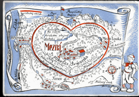 Mezná - Pravčická brána - mapa (pohled)