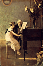 U klavíru (pohled)