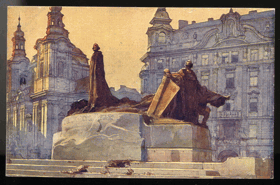 Praha - Staroměstské náměstí - Husův pomník (pohled)