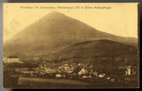 Milešovka - Milleschau mit Donnersberg 835 m (pohled)
