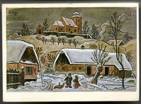 Radostné vánoce - děti (pohled)