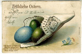 Fröhliche Ostern - vajíčka (pohled)