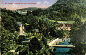 Karlsbad - Partie bei Café Schonbrunn - Karlovy Vary (pohled)