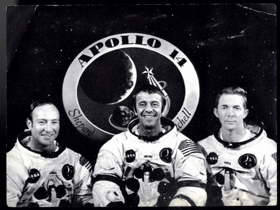 Apollo 14 - američtí astronauté Mitchell, Shepard a Roosa (pohled)