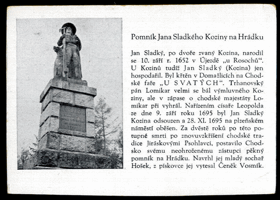 Pomník Jana Sladkého Koziny na Hrádku (pohled)