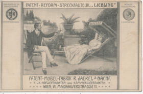 Patent - Mobel - Fabrik R. Jaekel s Nachf - Patent - Reform - Streckfauteuil - Liebling (pohled)