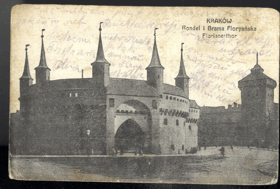 Krakow - Rondel a Floriánská brána (pohled)