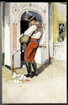 Chlapec s pomlázkou (pohled)